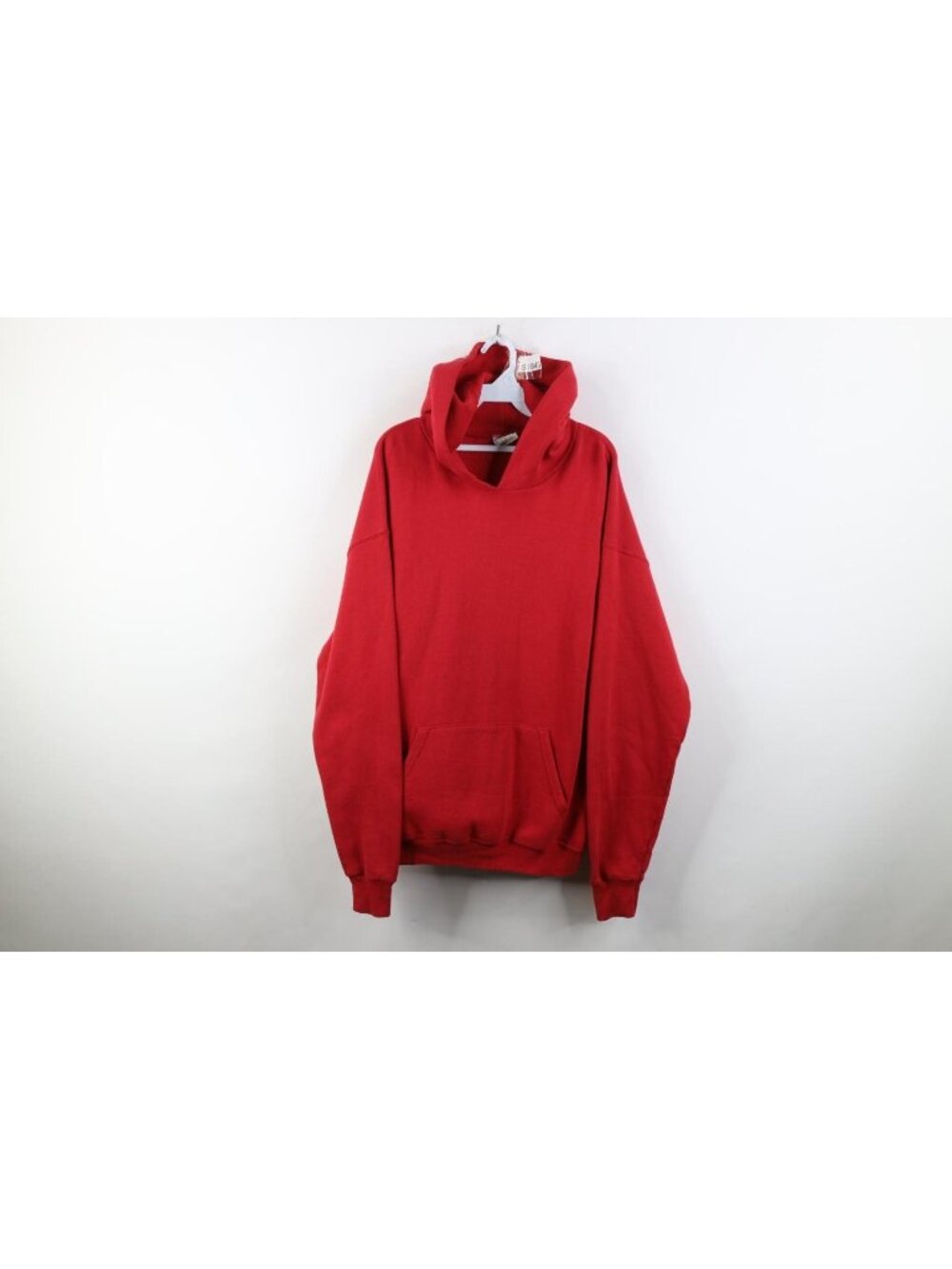 Vintage 90s Streetwear Mens Large Distressed Blank Hoodie Sweatshirt Red USA
